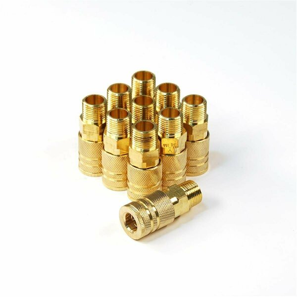 Tinkertools 6-Ball Industrial Coupler Brass 0.25 in. x 0.37 in. NPT Male, 10PK TI2637539